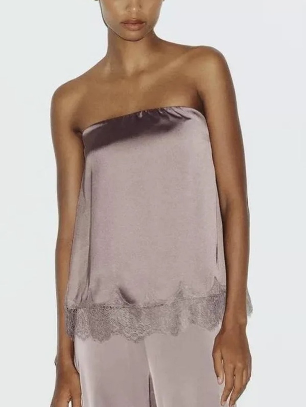 Zara mauve satin lace trim slip top